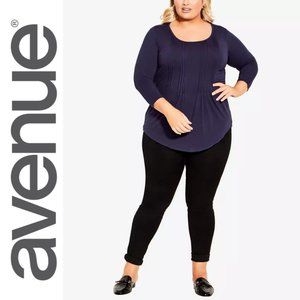 Avenue Pleated Purple Long Sleeve Plus Size 18 Top